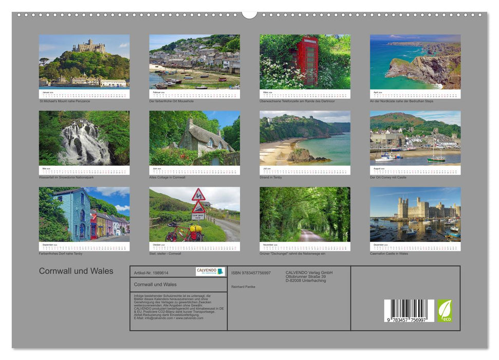 Cornwall und Wales (CALVENDO Premium Wandkalender 2026)