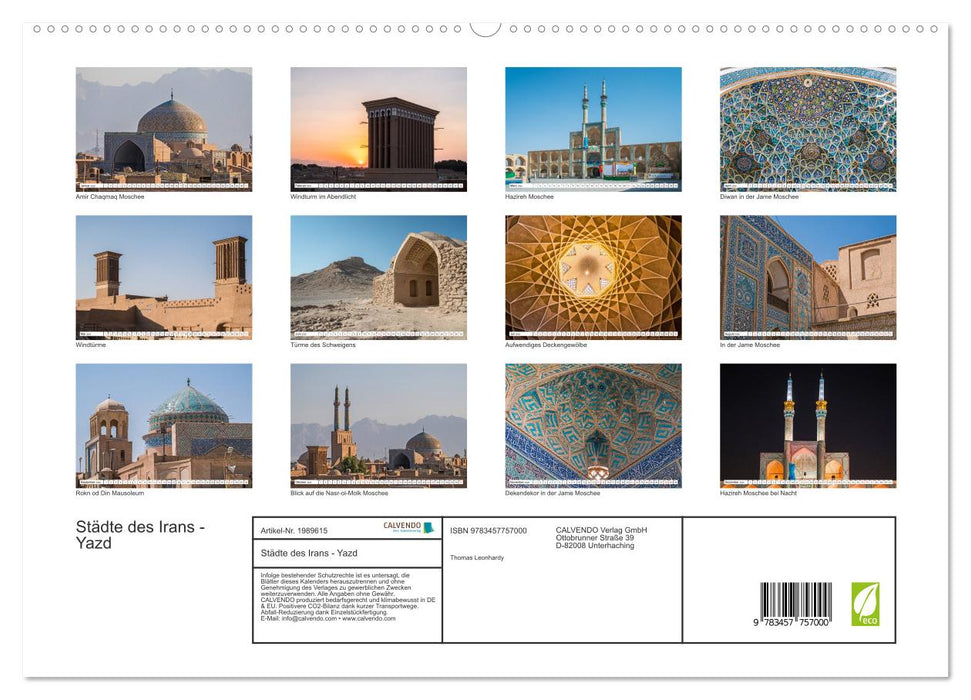 Städte des Irans - Yazd (CALVENDO Premium Wandkalender 2026)