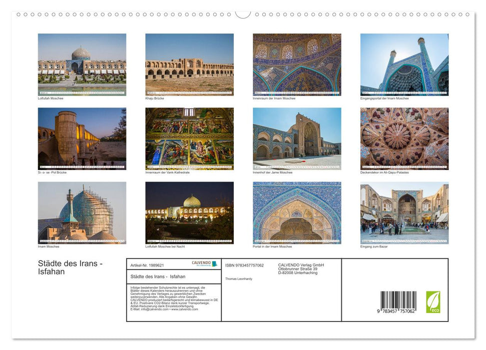 Städte des Irans - Isfahan (CALVENDO Premium Wandkalender 2026)
