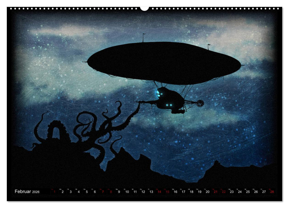 Luftschiffe über fremden Landschaften (CALVENDO Premium Wandkalender 2026)
