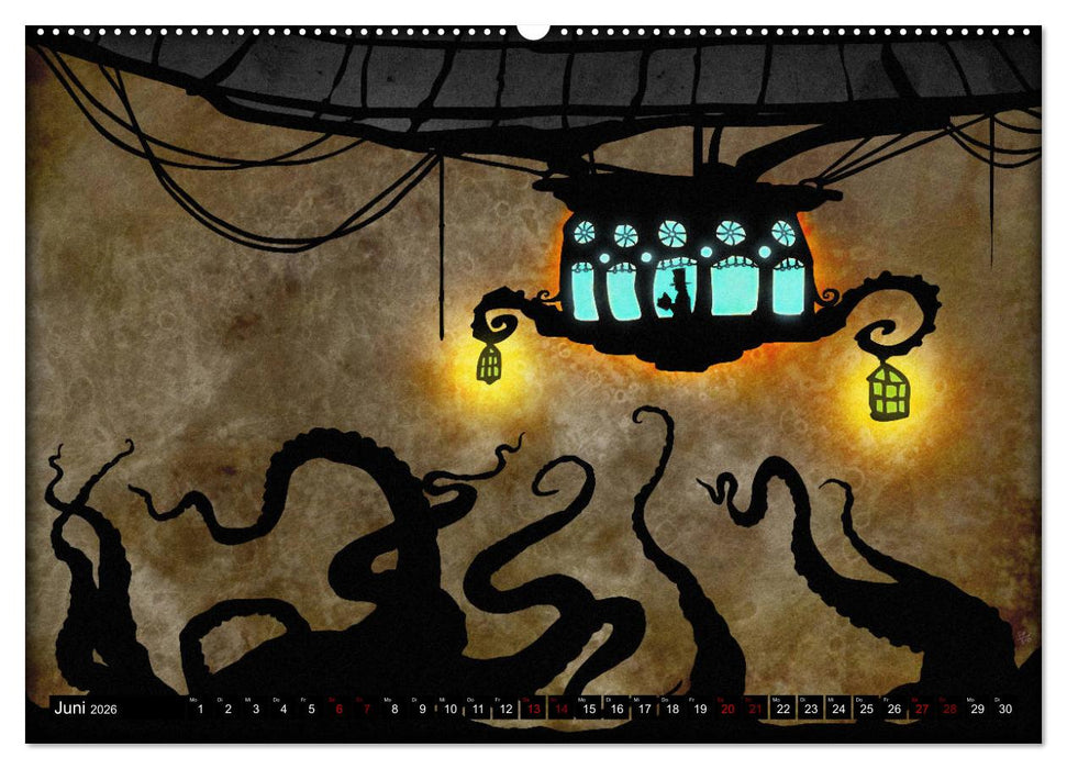 Luftschiffe über fremden Landschaften (CALVENDO Premium Wandkalender 2026)