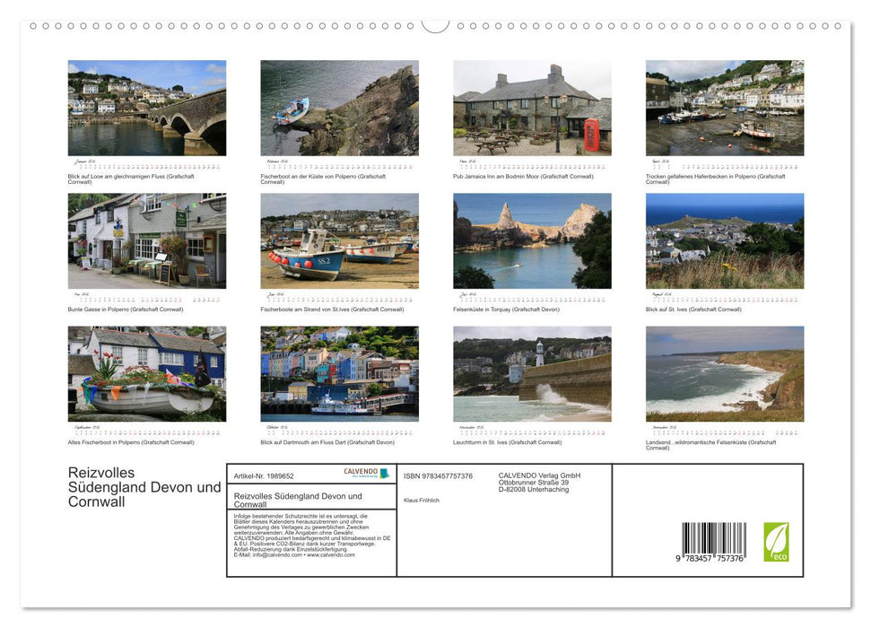 Reizvolles Südengland Devon und Cornwall (CALVENDO Premium Wandkalender 2026)