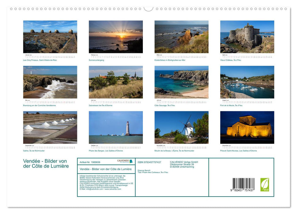 Vendée - Bilder von der Côte de Lumière (CALVENDO Premium Wandkalender 2026)
