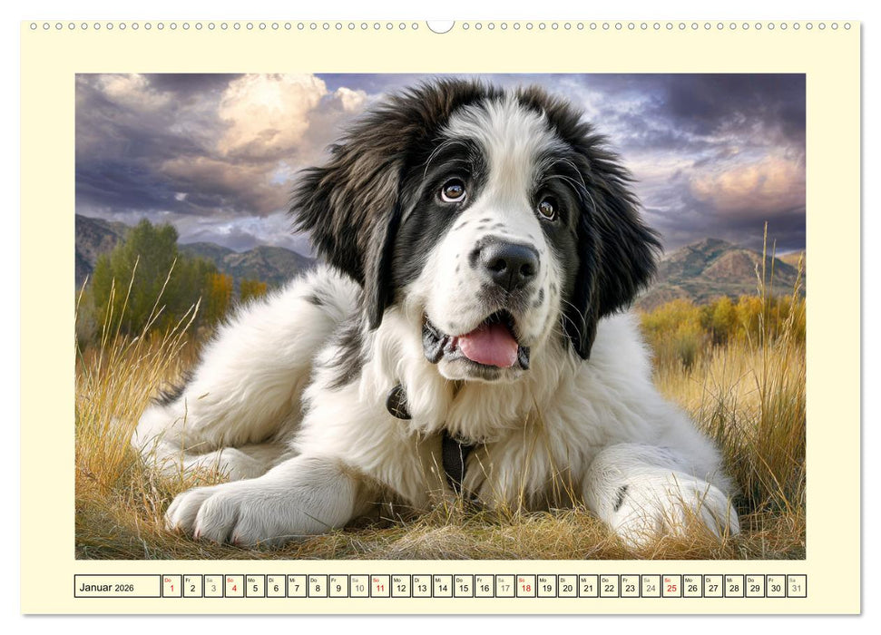 Landseer in der Natur. Majestätische und sanfte Hundeseelen (CALVENDO Wandkalender 2026)