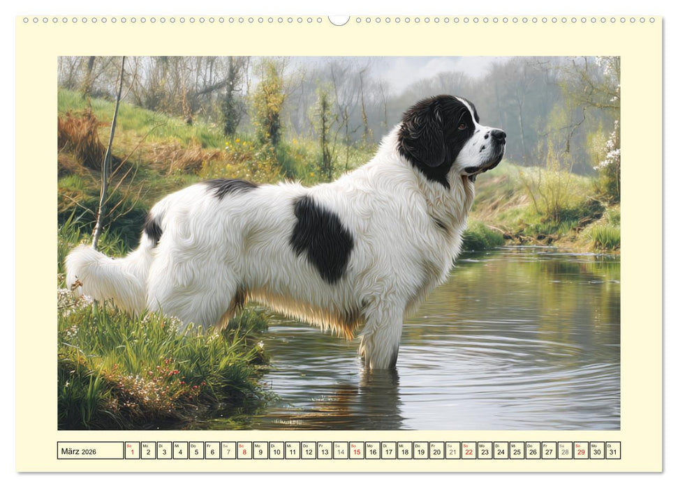 Landseer in der Natur. Majestätische und sanfte Hundeseelen (CALVENDO Wandkalender 2026)