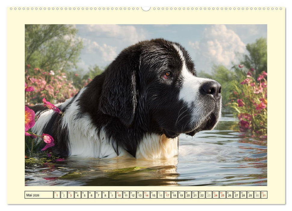 Landseer in der Natur. Majestätische und sanfte Hundeseelen (CALVENDO Wandkalender 2026)
