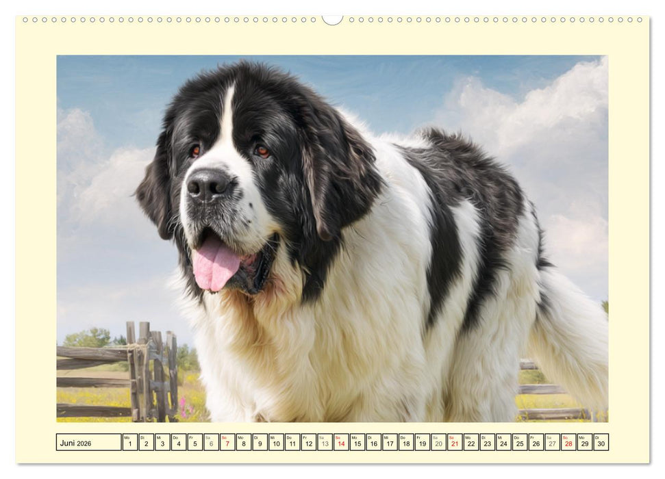 Landseer in der Natur. Majestätische und sanfte Hundeseelen (CALVENDO Wandkalender 2026)
