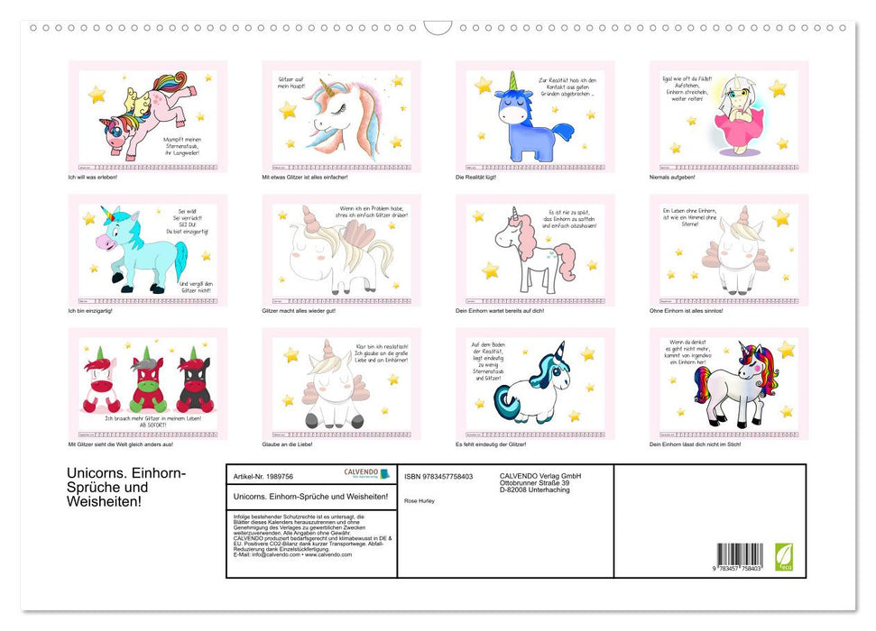 Unicorns. Einhorn-Sprüche und Weisheiten! (CALVENDO Wandkalender 2026)