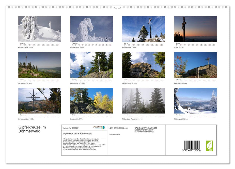 Gipfelkreuze im Böhmerwald (CALVENDO Premium Wandkalender 2026)