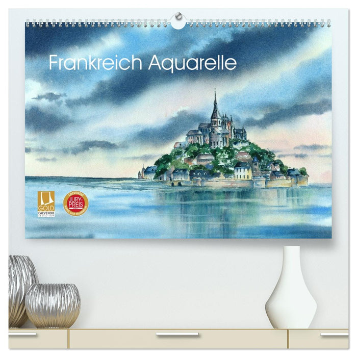 Frankreich Aquarelle (CALVENDO Premium Wandkalender 2026)
