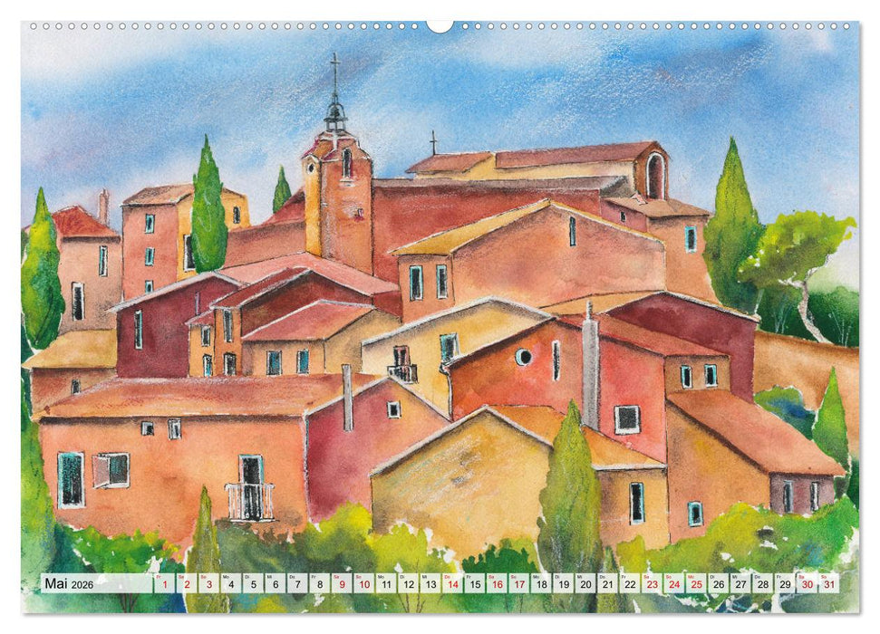 Frankreich Aquarelle (CALVENDO Premium Wandkalender 2026)