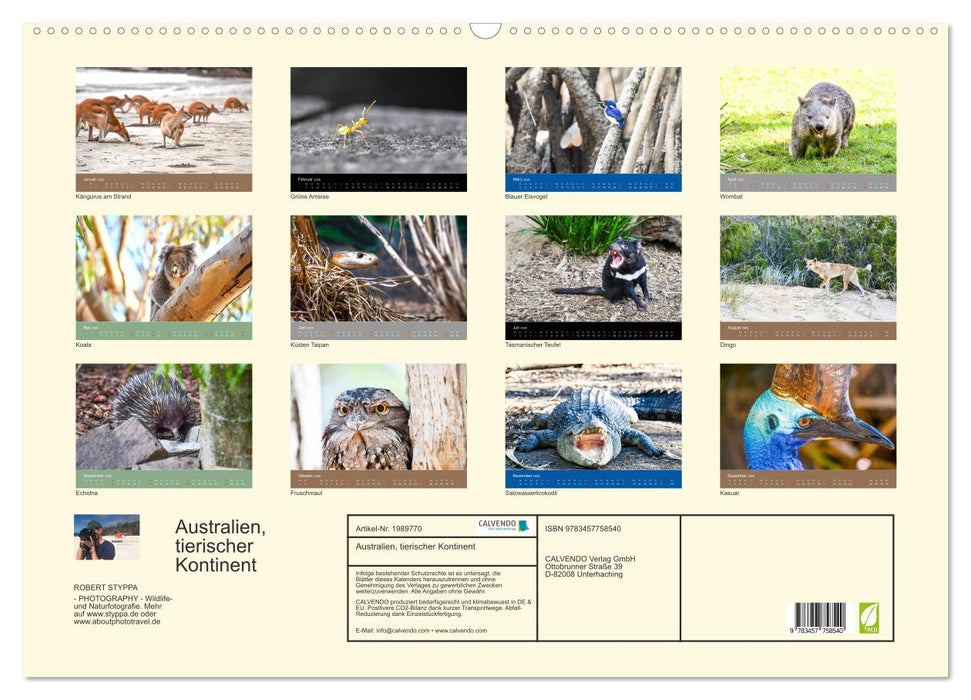 Australien, tierischer Kontinent (CALVENDO Wandkalender 2026)