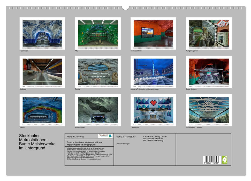 Stockholms Metrostationen - Bunte Meisterwerke im Untergrund (CALVENDO Wandkalender 2026)