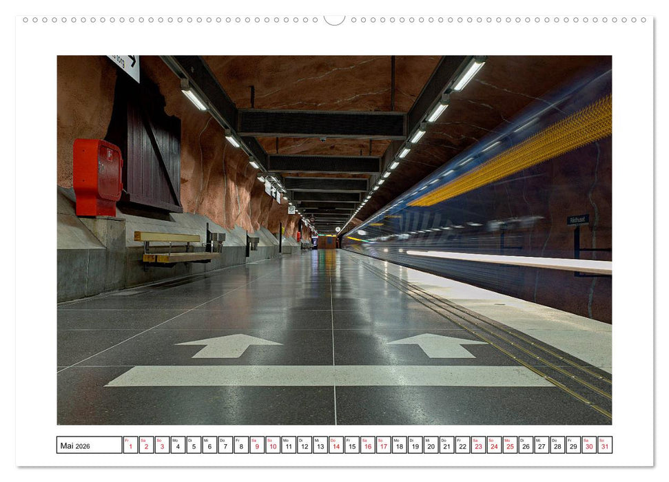 Stockholms Metrostationen - Bunte Meisterwerke im Untergrund (CALVENDO Wandkalender 2026)
