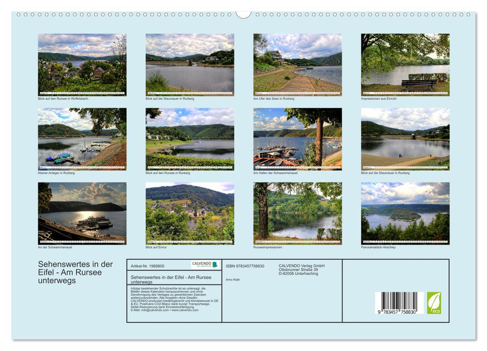 Sehenswertes in der Eifel - Am Rursee unterwegs (CALVENDO Premium Wandkalender 2026)