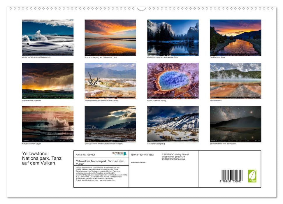 Yellowstone Nationalpark. Tanz auf dem Vulkan (CALVENDO Premium Wandkalender 2026)