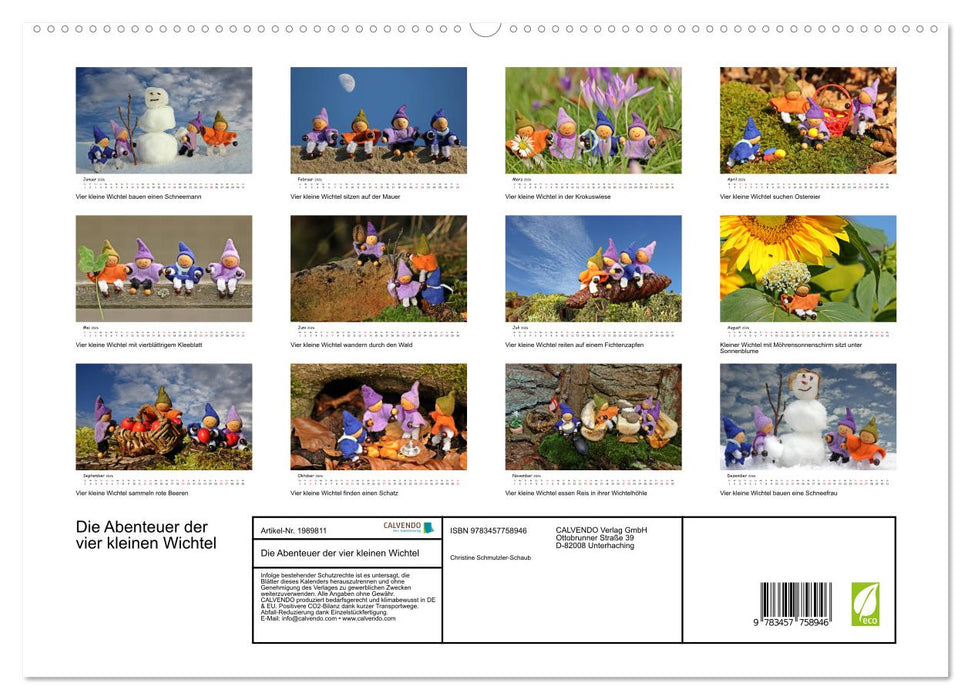 Die Abenteuer der vier kleinen Wichtel (CALVENDO Premium Wandkalender 2026)