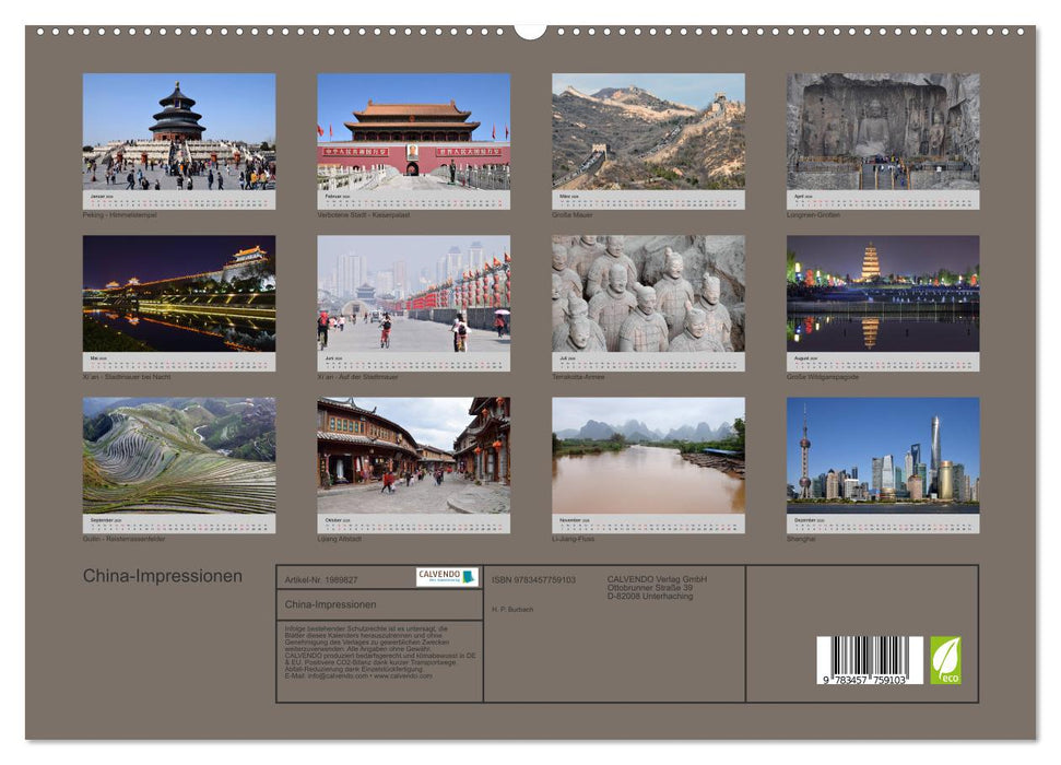China-Impressionen (CALVENDO Premium Wandkalender 2026)
