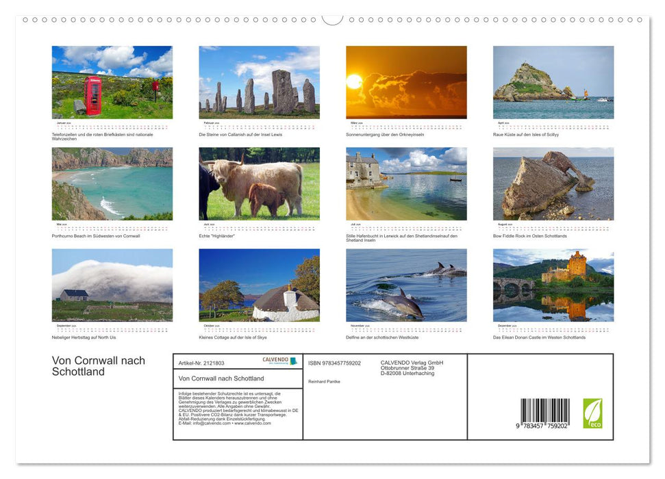 Von Cornwall nach Schottland (CALVENDO Premium Wandkalender 2026)