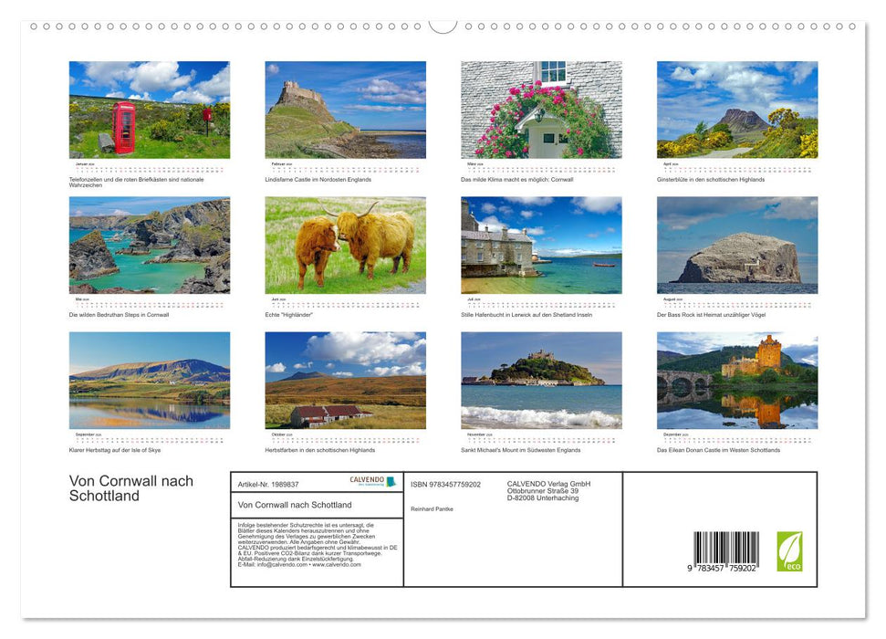 Von Cornwall nach Schottland (CALVENDO Premium Wandkalender 2026)