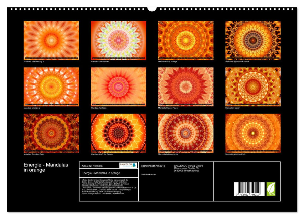 Energie - Mandalas in orange (CALVENDO Premium Wandkalender 2026)