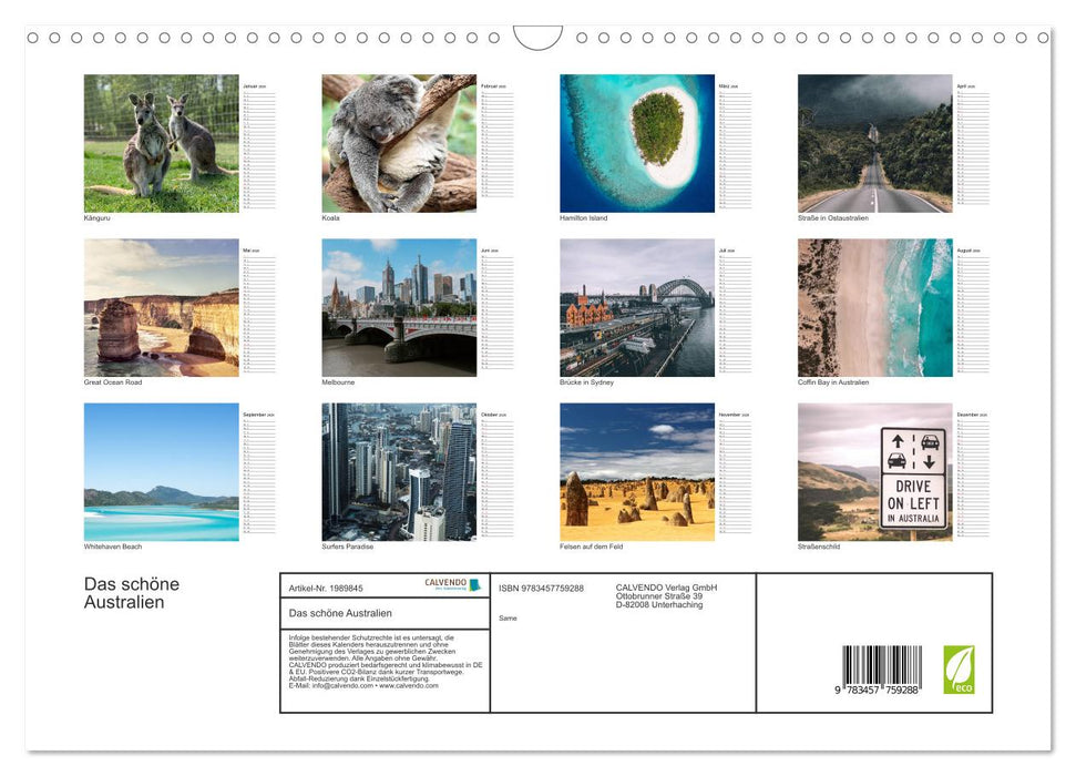 Das schöne Australien (CALVENDO Wandkalender 2026)
