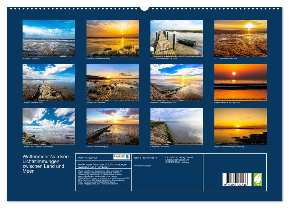 Wattenmeer Nordsee - Lichtstimmungen zwischen Land und Meer (CALVENDO Premium Wandkalender 2026)