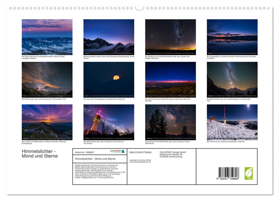 Himmelslichter - Mond und Sterne (CALVENDO Premium Wandkalender 2026)