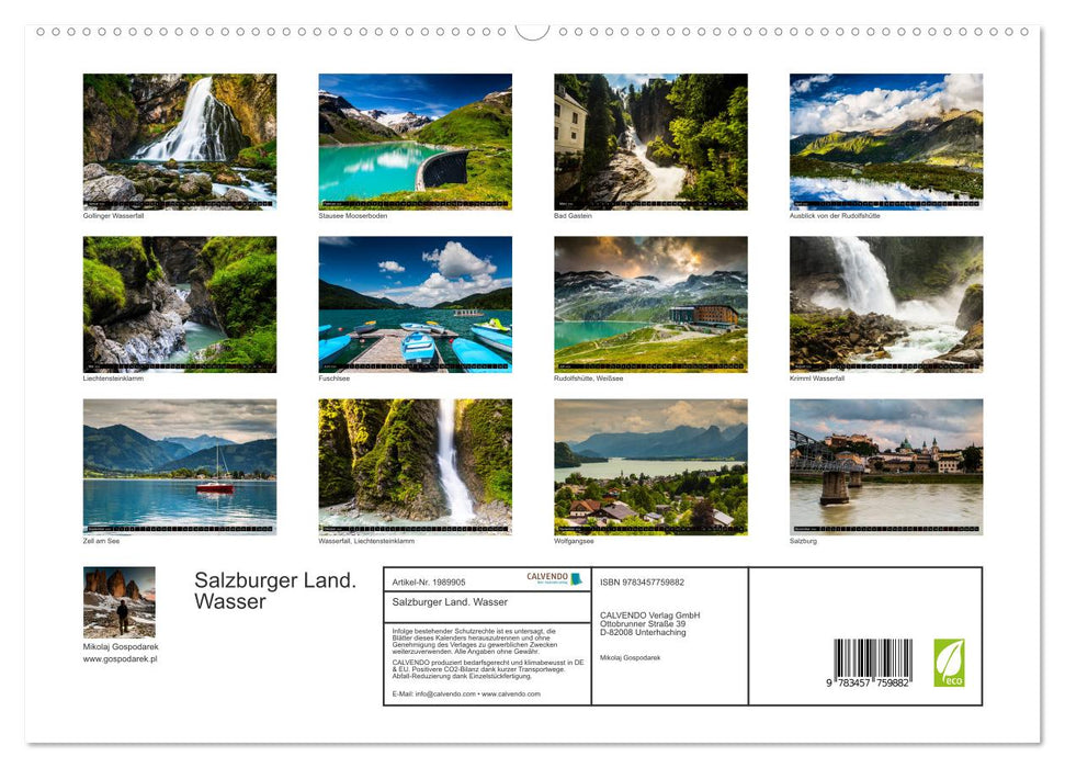 Salzburger Land. Wasser (CALVENDO Premium Wandkalender 2026)