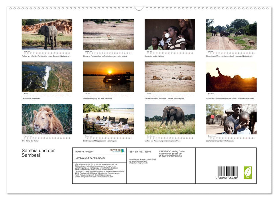 Sambia und der Sambesi (CALVENDO Premium Wandkalender 2026)
