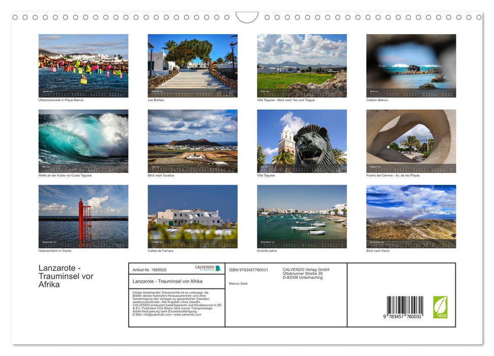 Lanzarote - Trauminsel vor Afrika (CALVENDO Wandkalender 2026)