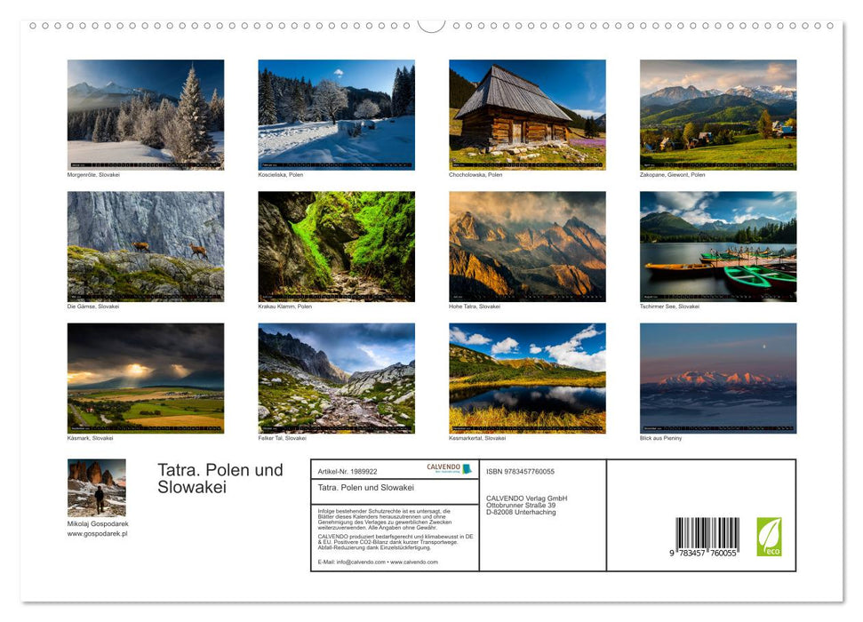 Tatra. Polen und Slowakei (CALVENDO Premium Wandkalender 2026)