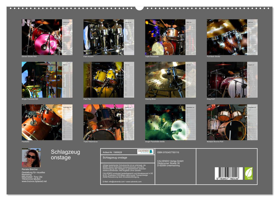 Schlagzeug onstage (CALVENDO Premium Wandkalender 2026)