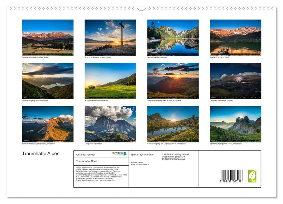 Traumhafte Alpen (CALVENDO Premium Wandkalender 2026)