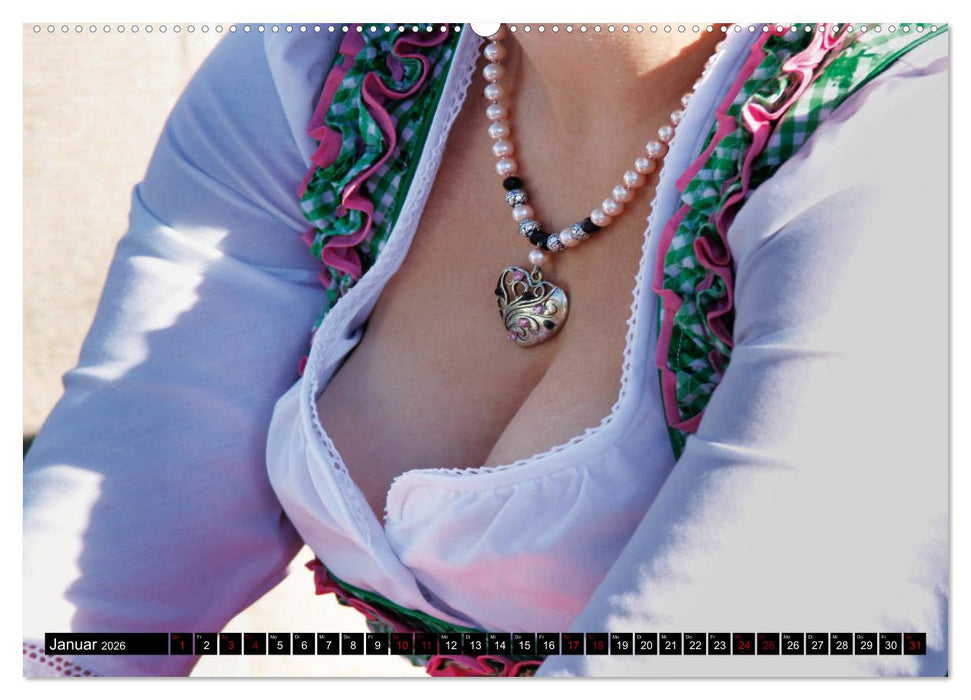 Bayerische Balkone, Einblicke ins Dirndl - bezaubernd (CALVENDO Premium Wandkalender 2026)