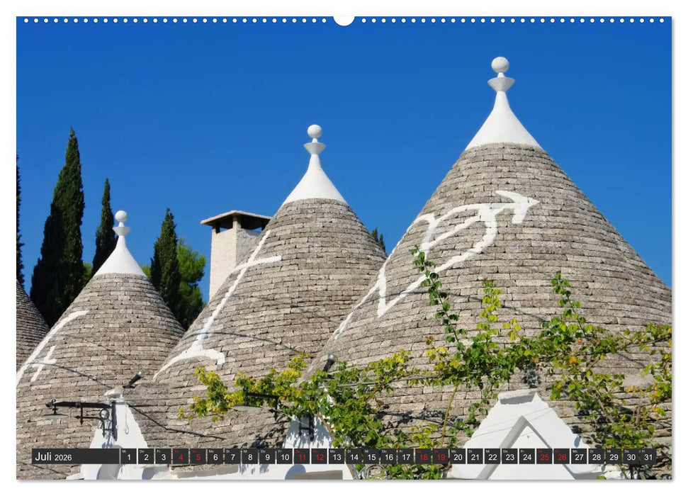 Trulli in Apulien - Einzigartige Rundhäuser im Süden Italiens (CALVENDO Premium Wandkalender 2026)