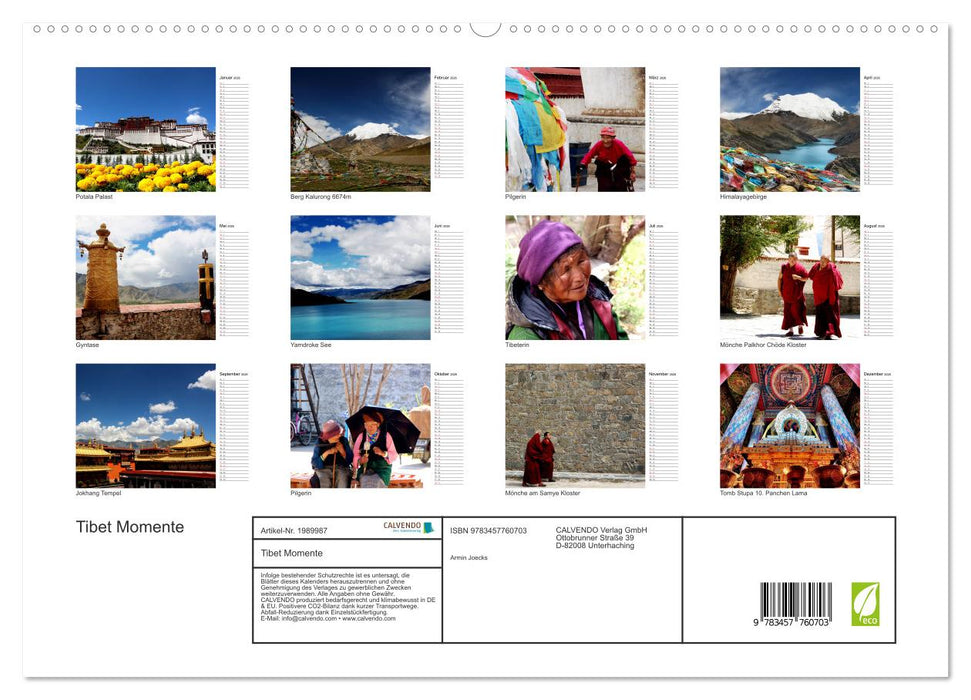 Tibet Momente (CALVENDO Premium Wandkalender 2026)