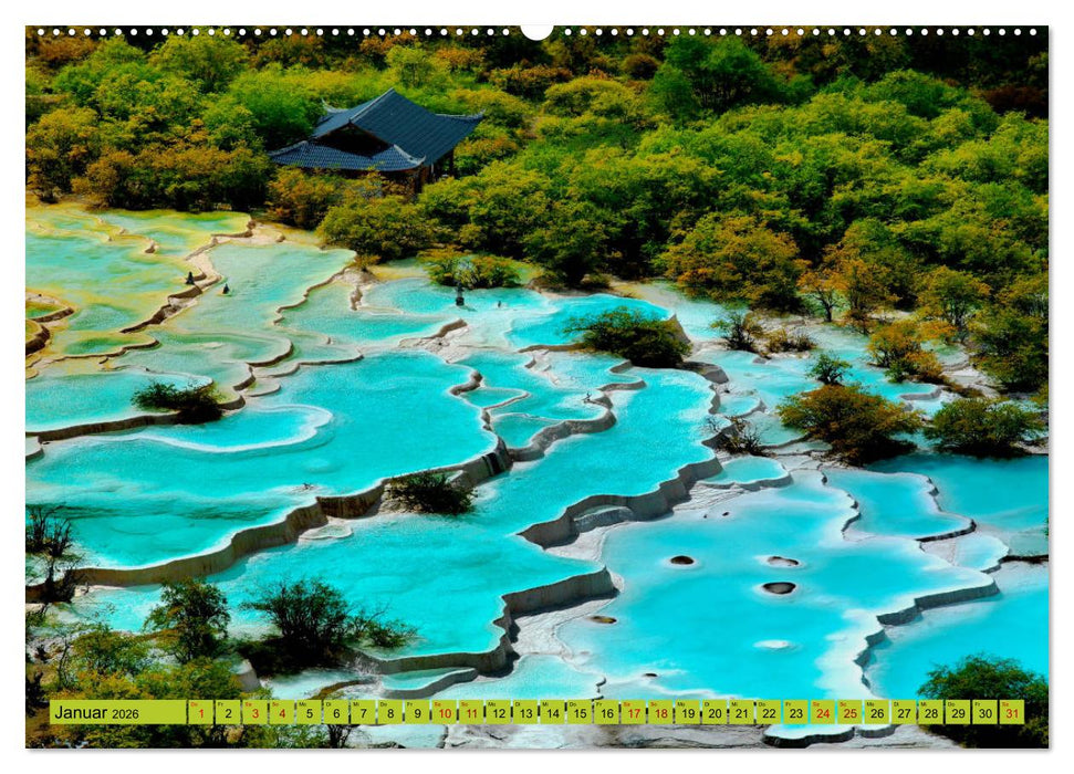 Die magischen Gewässer von Jiuzhaigou und Huanglong (CALVENDO Premium Wandkalender 2026)