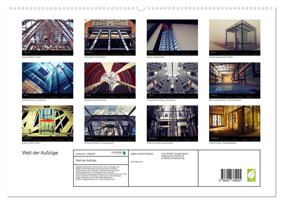 Welt der Aufzüge (CALVENDO Premium Wandkalender 2026)