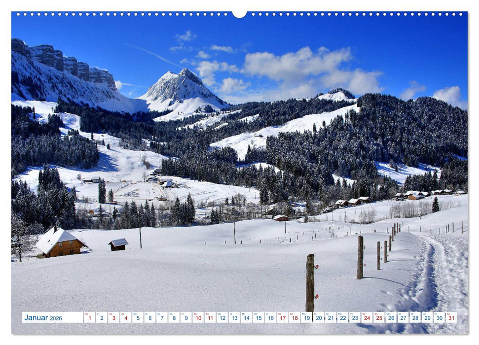 Schweizer Bergblicke (CALVENDO Premium Wandkalender 2026)