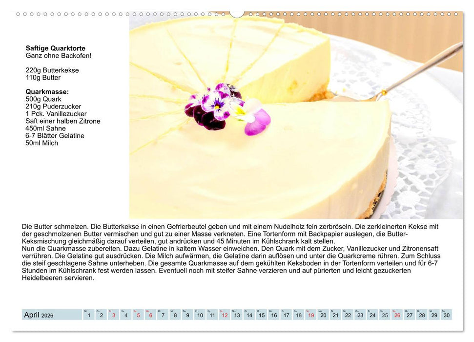 Exquisite Torten. Köstliche Rezepte für viele Anlässe (CALVENDO Wandkalender 2026)