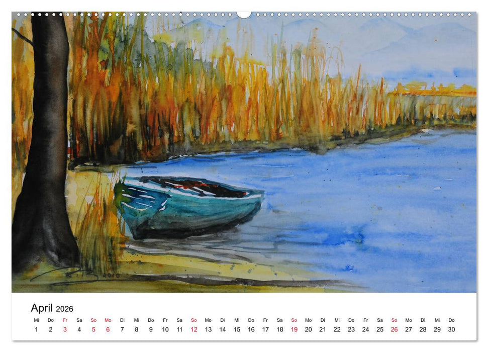Landschafts-Aquarelle 2026 Roswita Ilona Baumann (CALVENDO Premium Wandkalender 2026)