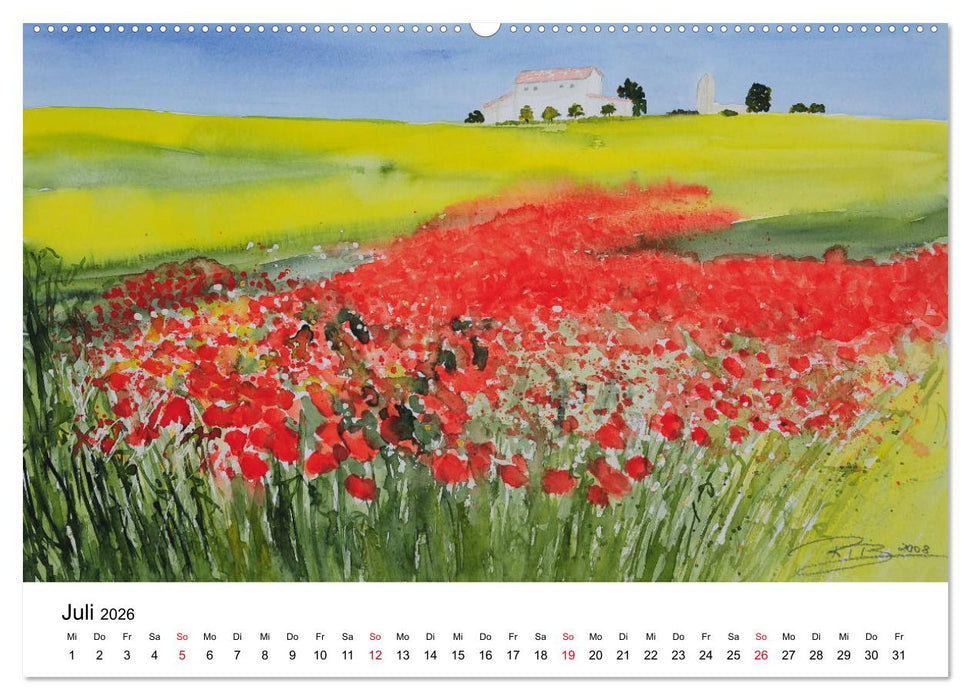 Landschafts-Aquarelle 2026 Roswita Ilona Baumann (CALVENDO Premium Wandkalender 2026)