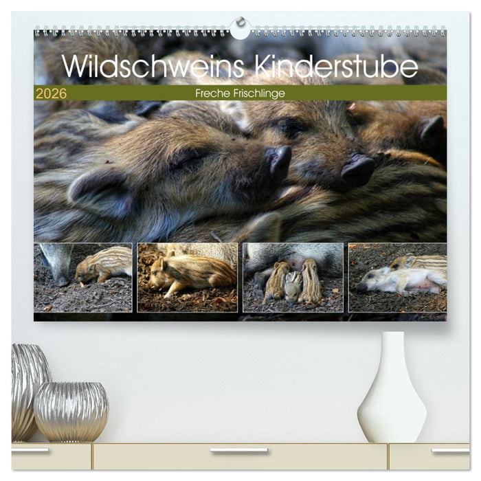 Wildschweins Kinderstube - Freche Frischlinge (CALVENDO Premium Wandkalender 2026)