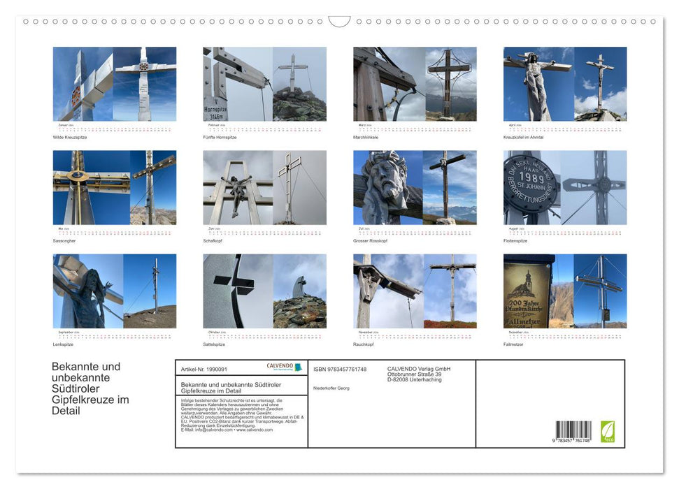 Bekannte und unbekannte Südtiroler Gipfelkreuze im Detail (CALVENDO Wandkalender 2026)
