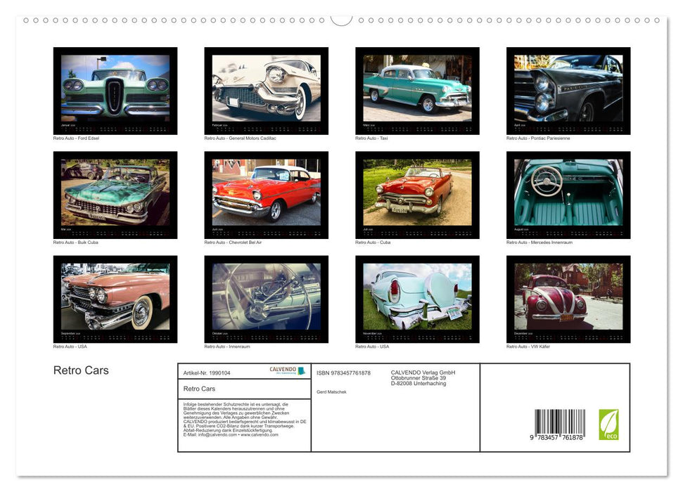 Retro Cars (CALVENDO Premium Wandkalender 2026)