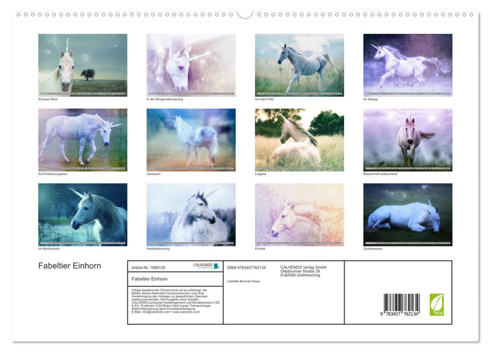 Fabeltier Einhorn (CALVENDO Premium Wandkalender 2026)