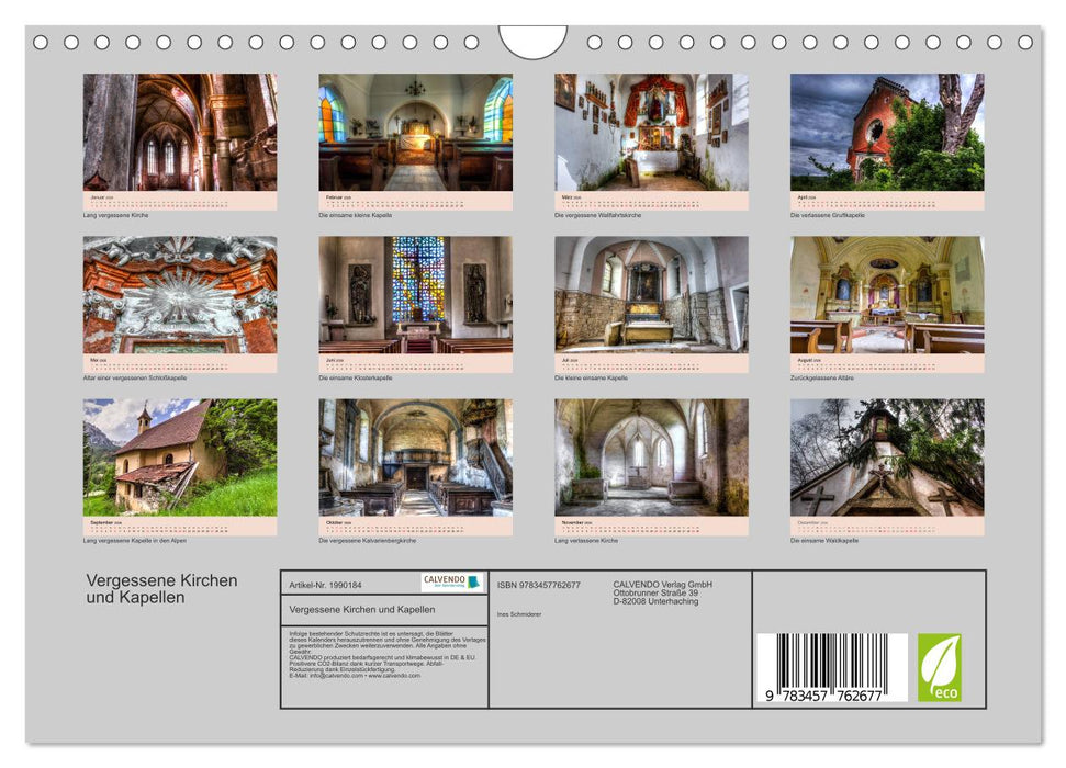 Vergessene Kirchen und Kapellen (CALVENDO Wandkalender 2026)