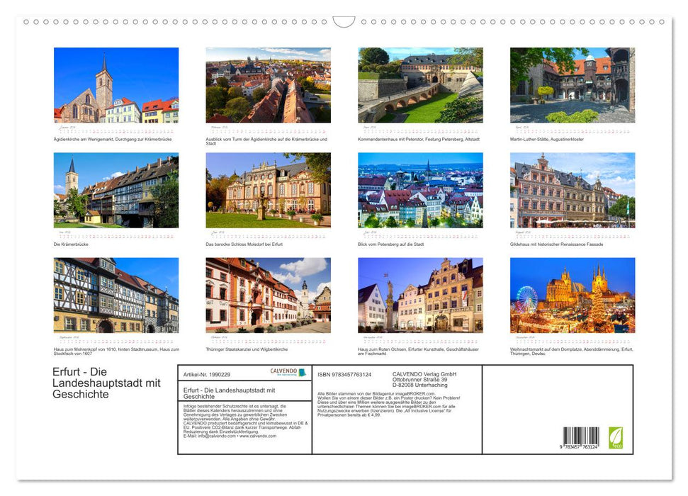 Erfurt - Die Landeshauptstadt mit Geschichte (CALVENDO Wandkalender 2026)