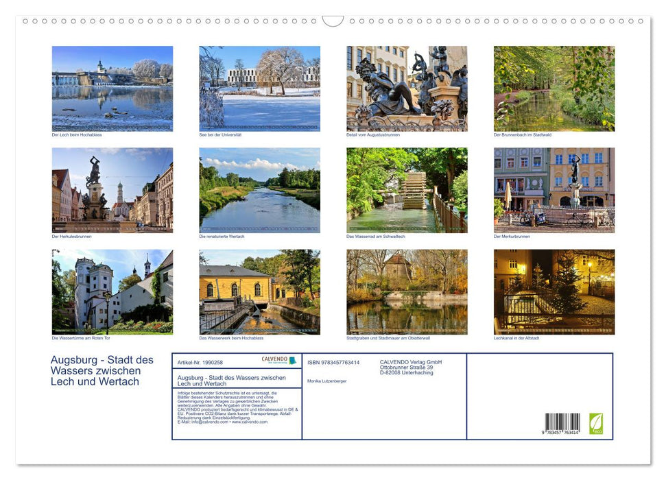 Augsburg - Stadt des Wassers zwischen Lech und Wertach (CALVENDO Wandkalender 2026)
